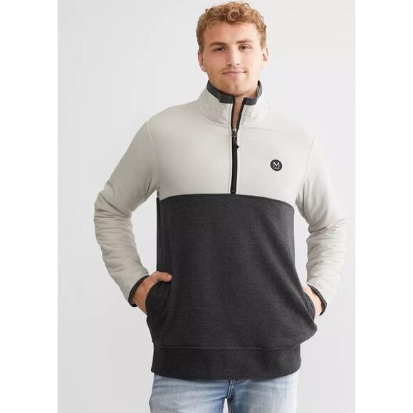 Maven Jacket Buckle Mens M Gray White Half Zip Pullover Insulated Warm Light - Picture 1 of 10